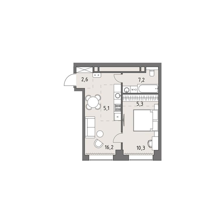 2-BD Apartment Sale, 46.8平方米 at Rodina Park, Vereyskaya Street, 12, Moscow, Russia #1