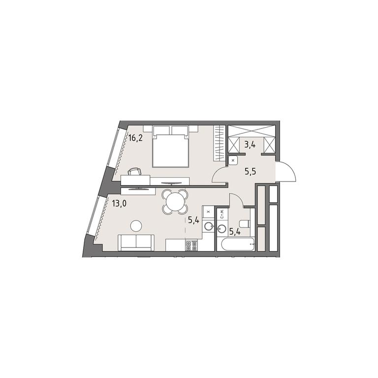 2-BD Apartment Sale, 48.9平方米 at Rodina Park, Vereyskaya Street, 12, Moscow, Russia #1