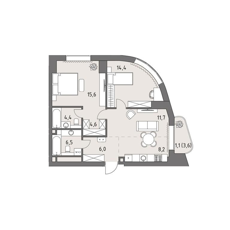 3-BD Apartment Sale, 74.9 sq. m. at Rodina Park, Vereyskaya Street, 12, Moscow, Russia #1