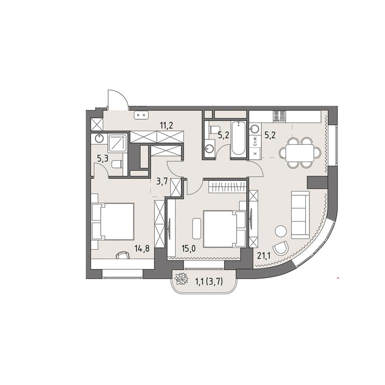 3-BD Apartment Sale, 82.5平方米 at Rodina Park, Vereyskaya Street, 12, Moscow, Russia #1