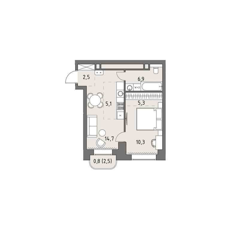 2-BD Apartment Sale, 45.8 sq. m. at Rodina Park, Vereyskaya Street, 12, Moscow, Russia #1