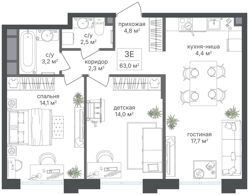 2-BD Apartment Sale, 63 sq. m. at Mikhalkovskiy, Mikhalkovskaya Street, 48, Moscow, Russia #1 2-BD Apartment Sale, 63 sq. m. at Mikhalkovskiy, Mikhalkovskaya Street, 48, Moscow, Russia #1
