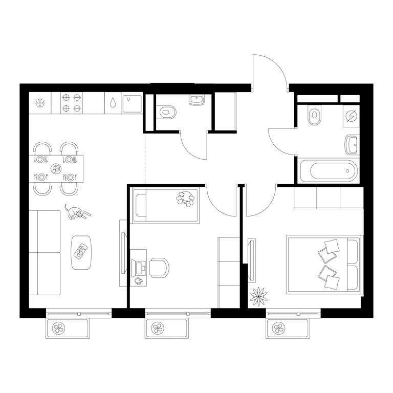 2-BD Apartment Sale, 51.1 sq. m. at Belaya Dacha Park, mikrorayon Parkovy, 1, Kotelniki, Moscow Region, Russia #1
