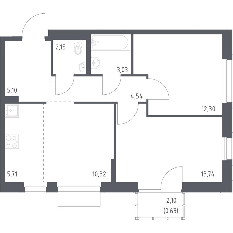 1-BD Apartment Sale, 57.52 sq. m. at Novoe Vnukovo, kvartal № 38, Kokoshkino Settlement, Moscow, Russia #1 1-BD Apartment Sale, 57.52 sq. m. at Novoe Vnukovo, kvartal № 38, Kokoshkino Settlement, Moscow, Russia #1