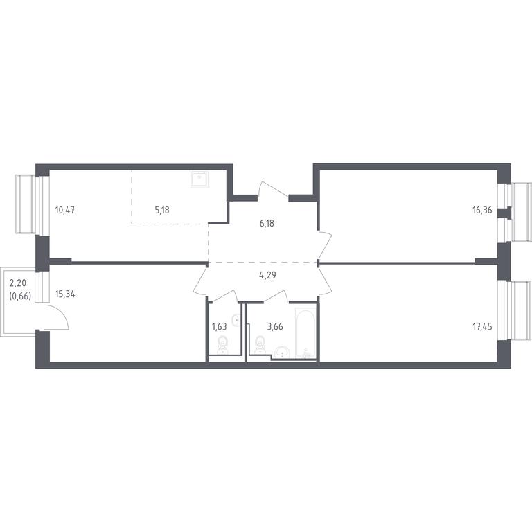 2-BD Apartment Sale, 81.22 sq. m. at Rublevskiy Kvartal, Laykovo Green Quarter, zhiloy kompleks Gorod-sobytiye Laykovo, selo Laykovo, Odintsovskiy City District, Moscow Region, Russia #1