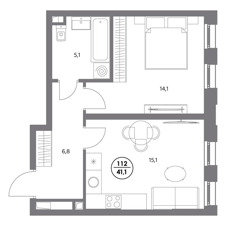 2-BD Apartment Sale, 41.1 sq. m. at Admiral, Shosseynaya Street, 4А, Moscow, Russia #1