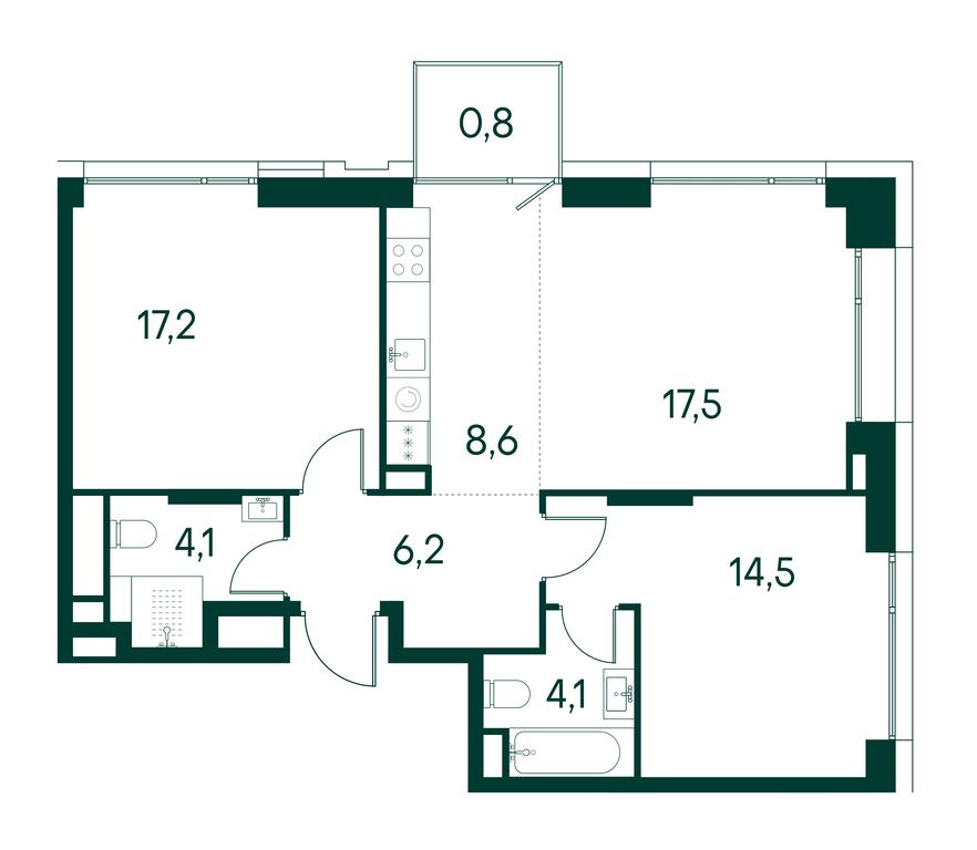 2-BD Apartment Sale, 73 sq. m. at Primavera, Volokolamskoye Highway, вл67, Moscow, Russia #1