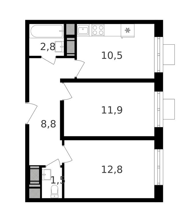 2-BD Apartment Sale, 49.8平方米 at Oktiabrskoe Pole, Berzarina Street, 32к1, Moscow, Russia #1 2-BD Apartment Sale, 49.8平方米 at Oktiabrskoe Pole, Berzarina Street, 32к1, Moscow, Russia #1