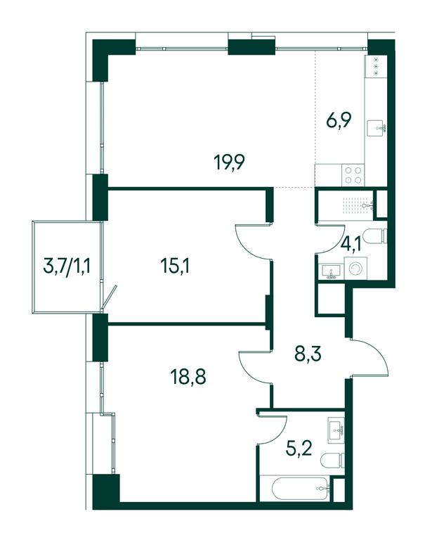 3-BD Apartment Sale, 79.4 sq. m. at Primavera, Volokolamskoye Highway, вл67, Moscow, Russia #2