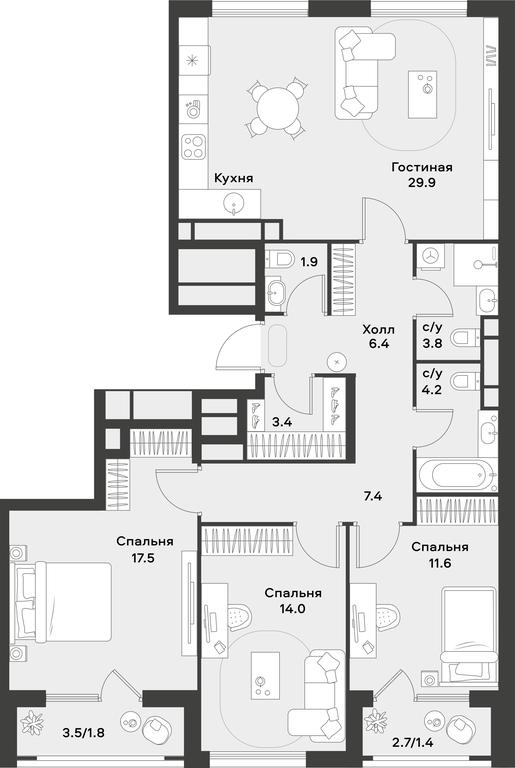 2-BD Apartment Sale, 103.3 sq. m. at Alia, Lyotnaya Street, 95Бк2, Moscow, Russia #1 2-BD Apartment Sale, 103.3 sq. m. at Alia, Lyotnaya Street, 95Бк2, Moscow, Russia #1