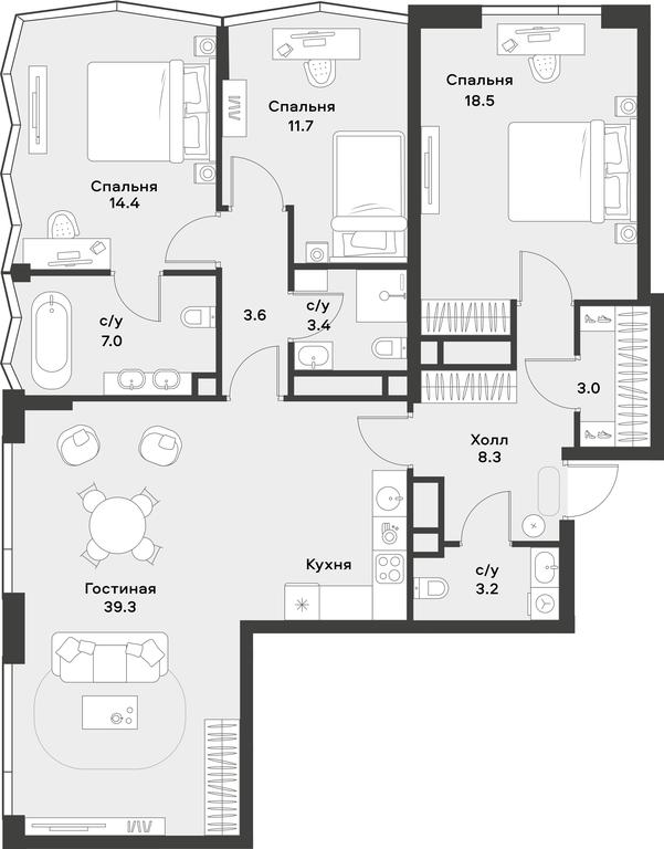2-BD Apartment Sale, 112.4 sq. m. at Alia, Lyotnaya Street, 95Бк2, Moscow, Russia #1
