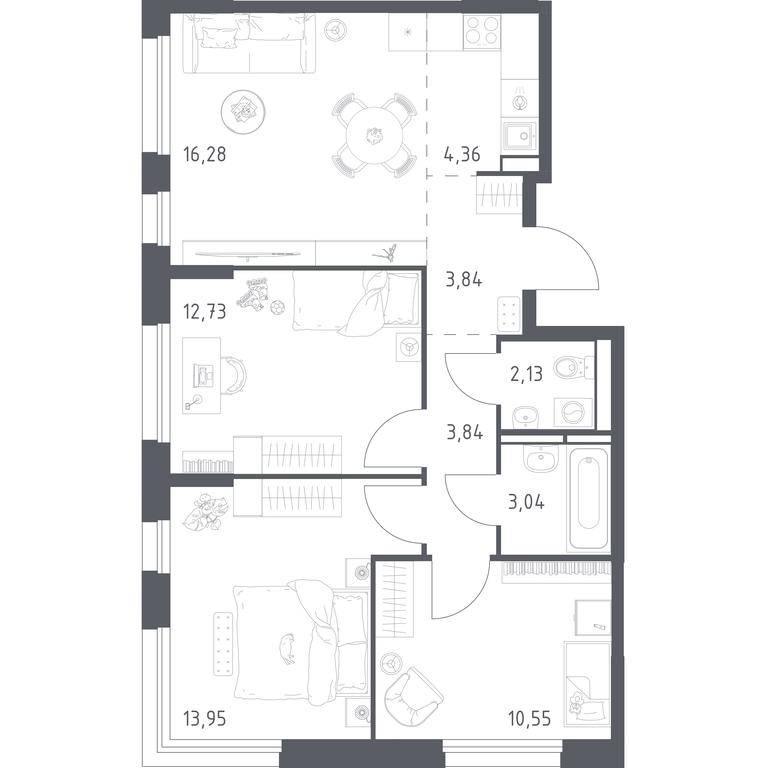 2-BD Apartment Sale, 70.72 sq. m. at Pribrezhnyi Park, Pribrezhniy Park Residential Complex, Village of Yam, Domodedovo City District, Moscow Region, Russia #1 2-BD Apartment Sale, 70.72 sq. m. at Pribrezhnyi Park, Pribrezhniy Park Residential Complex, Village of Yam, Domodedovo City District, Moscow Region, Russia #1