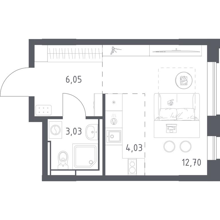 Apartment Sale, 25.81 sq. m. at Pribrezhnyi Park, Pribrezhniy Park Residential Complex, Village of Yam, Domodedovo City District, Moscow Region, Russia #1