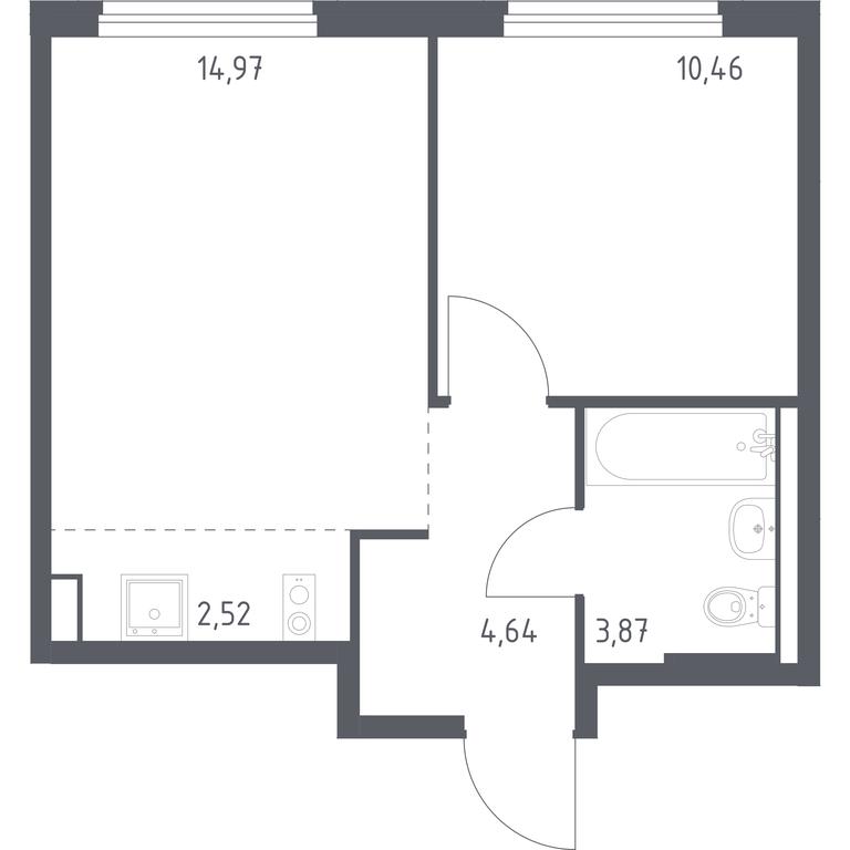 Apartment Sale, 36.46平方米 at Novoe Vnukovo, kvartal № 38, Kokoshkino Settlement, Moscow, Russia #1