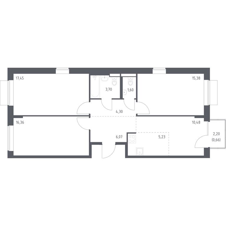 2-BD Apartment Sale, 81.23 sq. m. at Novoe Vnukovo, kvartal № 38, Kokoshkino Settlement, Moscow, Russia #1