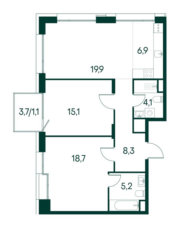 3-BD Apartment Sale, 79.3 sq. m. at Primavera, Volokolamskoye Highway, вл67, Moscow, Russia #2