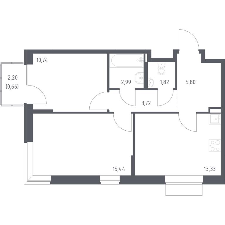 1-BD Apartment Sale, 54.5平方米 at Novoe Vnukovo, kvartal № 38, Kokoshkino Settlement, Moscow, Russia #1 1-BD Apartment Sale, 54.5平方米 at Novoe Vnukovo, kvartal № 38, Kokoshkino Settlement, Moscow, Russia #1