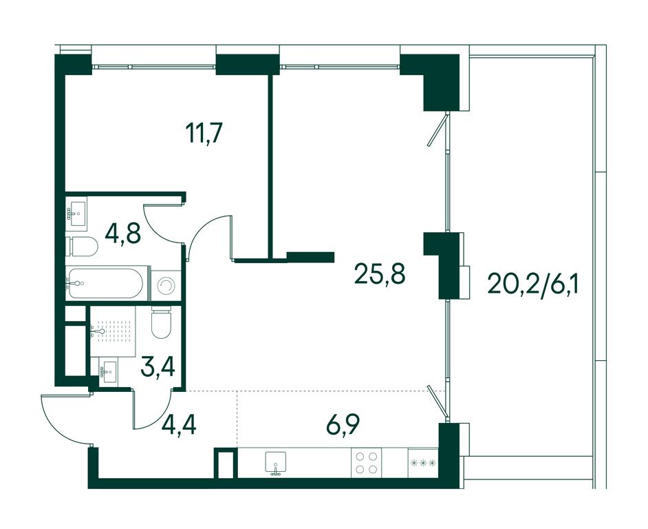 1-BD Apartment Sale, 63.1 sq. m. at Primavera, Volokolamskoye Highway, вл67, Moscow, Russia #2 1-BD Apartment Sale, 63.1 sq. m. at Primavera, Volokolamskoye Highway, вл67, Moscow, Russia #2