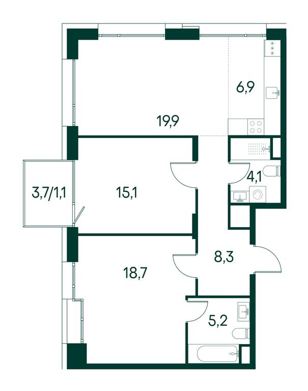 3-BD Apartment Sale, 79.3平方米 at Primavera, Volokolamskoye Highway, вл67, Moscow, Russia #2 3-BD Apartment Sale, 79.3平方米 at Primavera, Volokolamskoye Highway, вл67, Moscow, Russia #2
