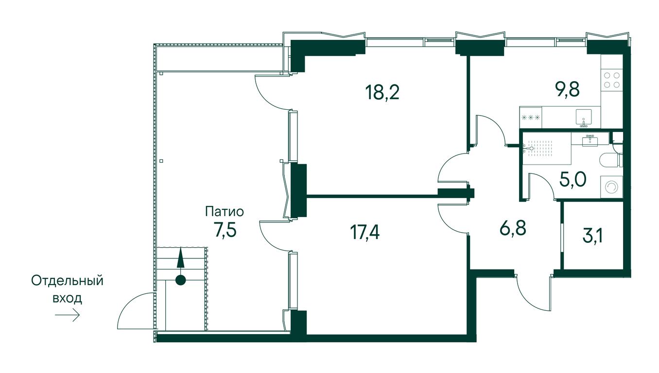 2-BD Apartment Sale, 67.8平方米 at Primavera, Volokolamskoye Highway, вл67, Moscow, Russia #1
