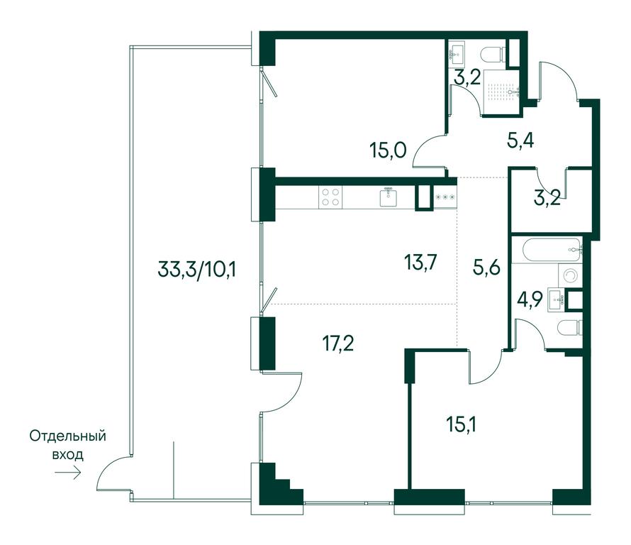 3-BD Apartment Sale, 93.4平方米 at Primavera, Volokolamskoye Highway, вл67, Moscow, Russia #2 3-BD Apartment Sale, 93.4平方米 at Primavera, Volokolamskoye Highway, вл67, Moscow, Russia #2