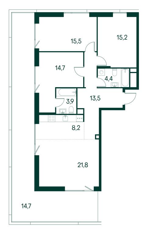 3-BD Apartment Sale, 111.9 sq. m. at Primavera, Volokolamskoye Highway, вл67, Moscow, Russia #1