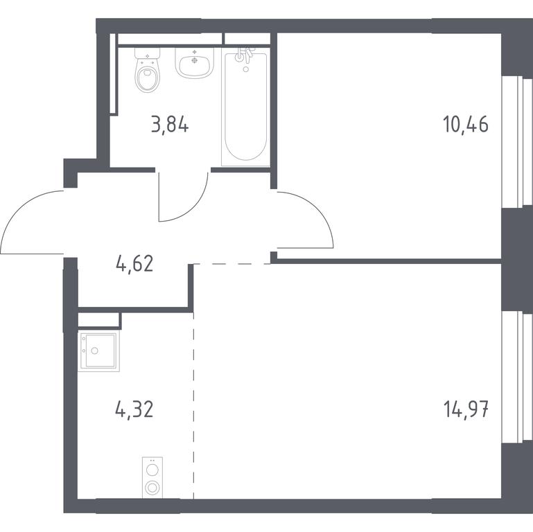 1-BD Apartment Sale, 38.21 sq. m. at Novoe Vidnoe, Kalinovka Village, Leninskiy City District, Moscow Region, Russia #1