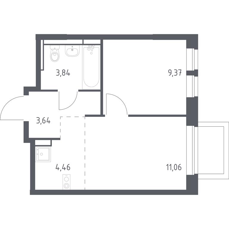 Apartment Sale, 32.37平方米 at Novoe Vidnoe, Kalinovka Village, Leninskiy City District, Moscow Region, Russia #1