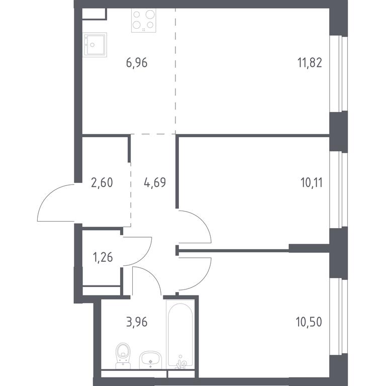 1-BD Apartment Sale, 51.9 sq. m. at Novoe Vidnoe, Kalinovka Village, Leninskiy City District, Moscow Region, Russia #1