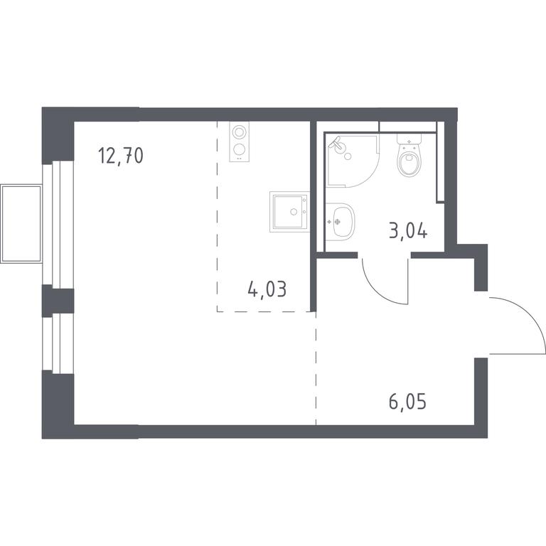 Apartment Sale, 25.82 sq. m. at Novoe Vidnoe, Kalinovka Village, Leninskiy City District, Moscow Region, Russia #1