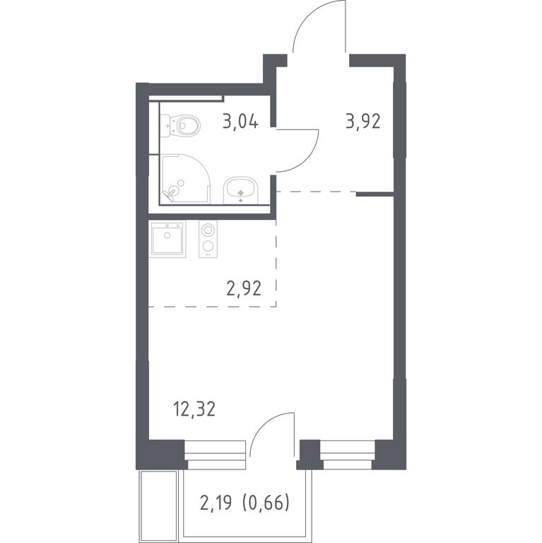 Apartment Sale, 22.86平方米 at Novoe Vidnoe, Kalinovka Village, Leninskiy City District, Moscow Region, Russia #1
