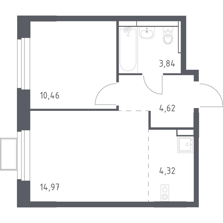 Продажа квартиры, 38,21 м² в ЖК «Новое Видное», деревня Калиновка, Ленинский городской округ, Московская область, Россия #1