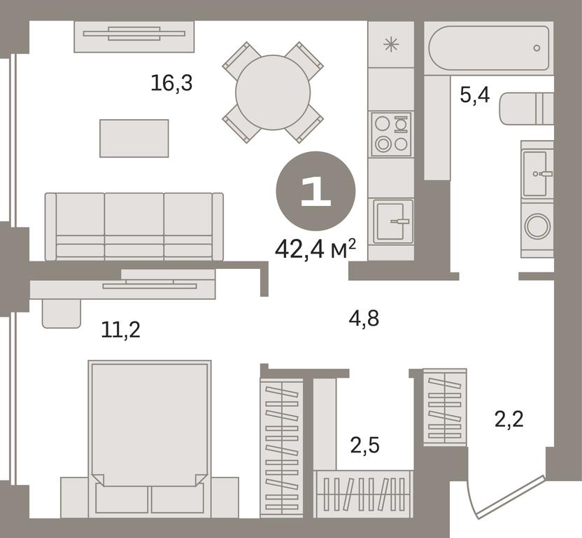 1-BD Apartment Sale, 42.4 sq. m. at Pervy kvartal, Kalinovaya ulitsa, derevnya Sapronovo, Leninskiy City District, Moscow Region, Russia #1 1-BD Apartment Sale, 42.4 sq. m. at Pervy kvartal, Kalinovaya ulitsa, derevnya Sapronovo, Leninskiy City District, Moscow Region, Russia #1