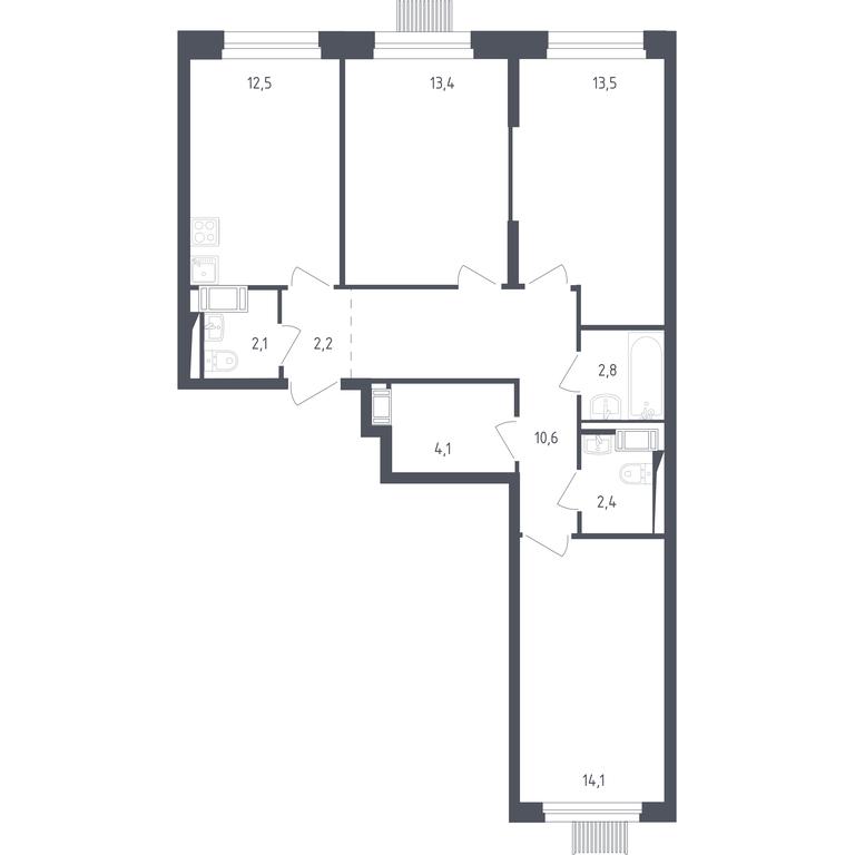2-BD Apartment Sale, 77.8 sq. m. at Mytishchi Park, Silikatnaya ulitsa, 41к3, Mytischi, Moscow Region, Russia #1 2-BD Apartment Sale, 77.8 sq. m. at Mytishchi Park, Silikatnaya ulitsa, 41к3, Mytischi, Moscow Region, Russia #1