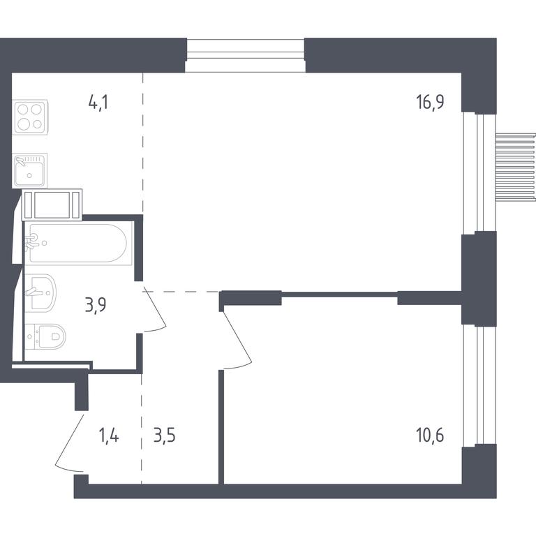Apartment Sale, 39.9 sq. m. at Mytishchi Park, Silikatnaya ulitsa, 41к3, Mytischi, Moscow Region, Russia #1 Apartment Sale, 39.9 sq. m. at Mytishchi Park, Silikatnaya ulitsa, 41к3, Mytischi, Moscow Region, Russia #1