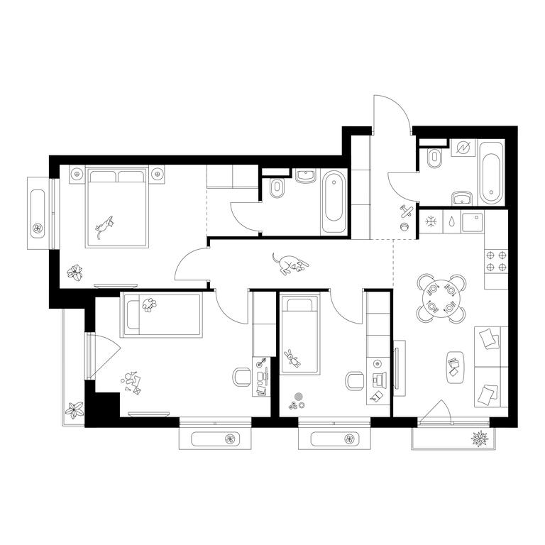 3-BD Apartment Sale, 69.2 sq. m. at Ilinskie Luga, Zapovednaya Street, 1, posyolok Ilyinskoye-Usovo, Krasnogorsk City District, Moscow Region, Russia #1