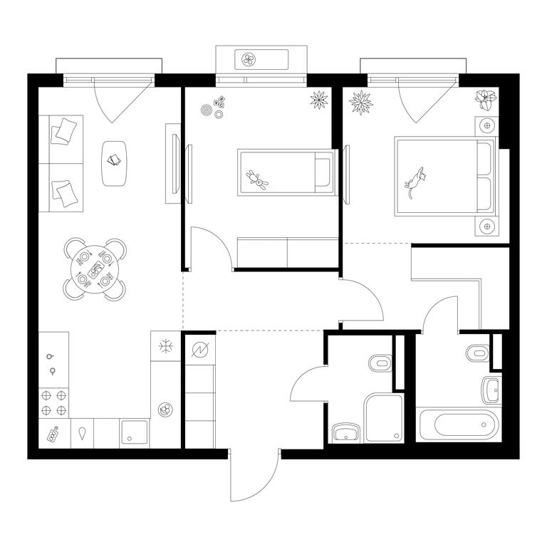 2-BD Apartment Sale, 62.38平方米 at Ilinskie Luga, Zapovednaya Street, 1, posyolok Ilyinskoye-Usovo, Krasnogorsk City District, Moscow Region, Russia #1