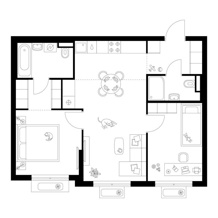 2-BD Apartment Sale, 57.7平方米 at Ilinskie Luga, Zapovednaya Street, 1, posyolok Ilyinskoye-Usovo, Krasnogorsk City District, Moscow Region, Russia #1