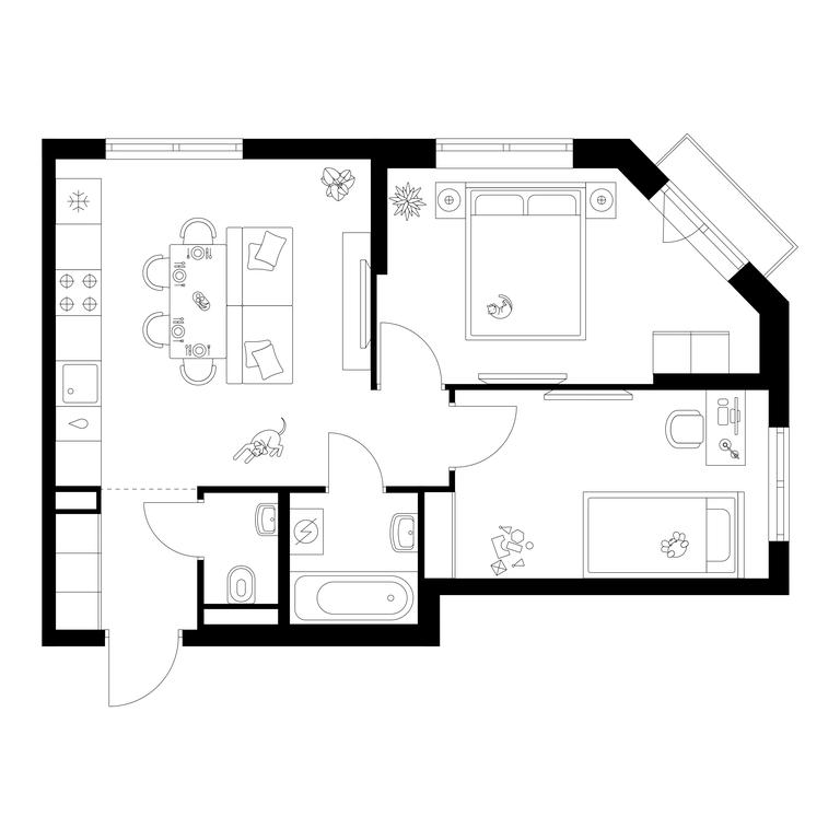 2-BD Apartment Sale, 49.87 sq. m. at Ilinskie Luga, Zapovednaya Street, 1, posyolok Ilyinskoye-Usovo, Krasnogorsk City District, Moscow Region, Russia #1