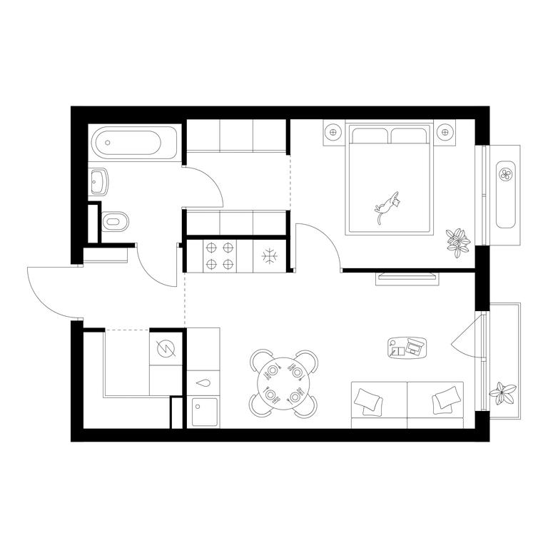 1-BD Apartment Sale, 38.3 sq. m. at Ilinskie Luga, Zapovednaya Street, 1, posyolok Ilyinskoye-Usovo, Krasnogorsk City District, Moscow Region, Russia #1
