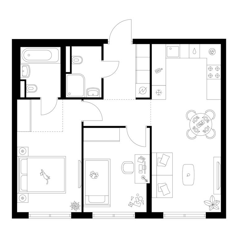 2-BD Apartment Sale, 58.11 sq. m. at Ilinskie Luga, Zapovednaya Street, 1, posyolok Ilyinskoye-Usovo, Krasnogorsk City District, Moscow Region, Russia #1