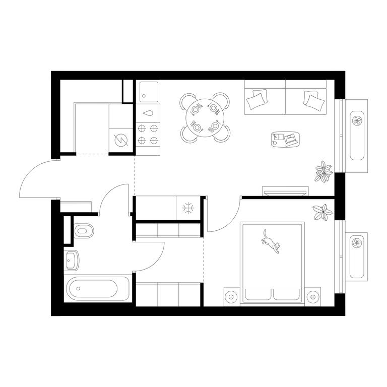 1-BD Apartment Sale, 36.2 sq. m. at Ilinskie Luga, Zapovednaya Street, 1, posyolok Ilyinskoye-Usovo, Krasnogorsk City District, Moscow Region, Russia #1
