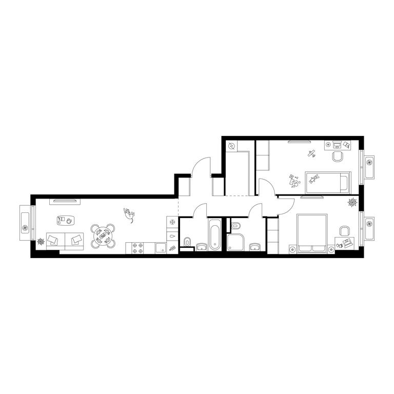2-BD Apartment Sale, 66.7 sq. m. at Ilinskie Luga, Zapovednaya Street, 1, posyolok Ilyinskoye-Usovo, Krasnogorsk City District, Moscow Region, Russia #1