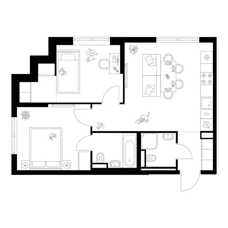 2-BD Apartment Sale, 52.39平方米 at Ilinskie Luga, Zapovednaya Street, 1, posyolok Ilyinskoye-Usovo, Krasnogorsk City District, Moscow Region, Russia #1