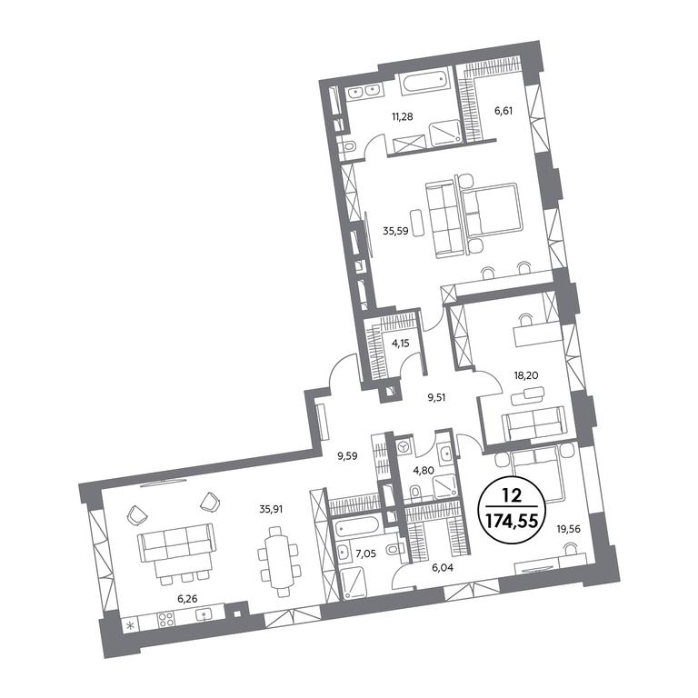 4-BD Apartment Sale, 174.7 sq. m. at Kosmo 4/22, Kosmodamianskaya Embankment, 4/22с8, Moscow, Russia #1 4-BD Apartment Sale, 174.7 sq. m. at Kosmo 4/22, Kosmodamianskaya Embankment, 4/22с8, Moscow, Russia #1