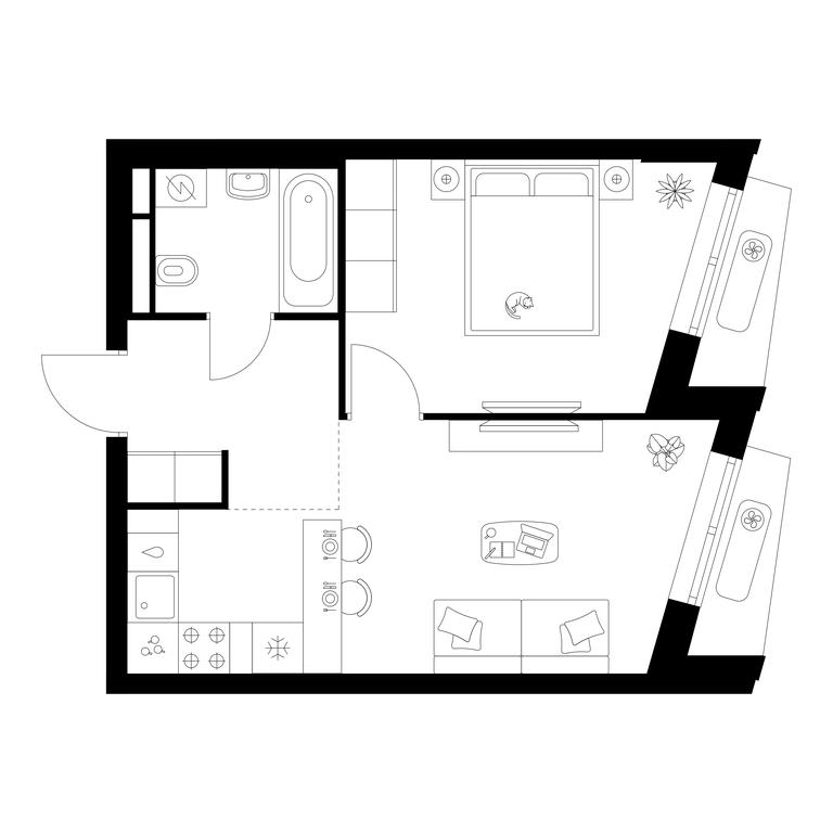 1-BD Apartment Sale, 38.06 sq. m. at Ilinskie Luga, Zapovednaya Street, 1, posyolok Ilyinskoye-Usovo, Krasnogorsk City District, Moscow Region, Russia #1