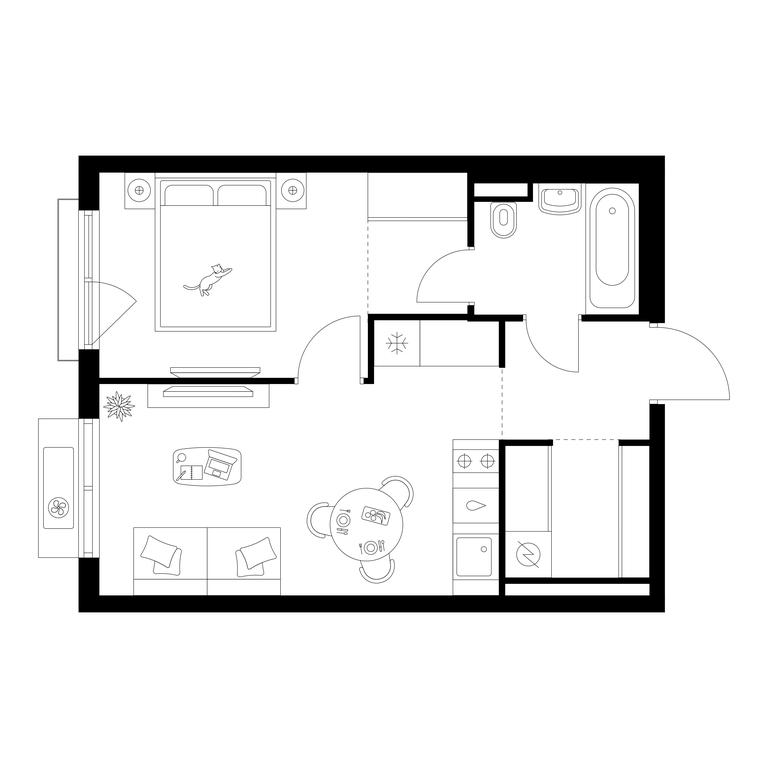 1-BD Apartment Sale, 36.91 sq. m. at Ilinskie Luga, Zapovednaya Street, 1, posyolok Ilyinskoye-Usovo, Krasnogorsk City District, Moscow Region, Russia #1