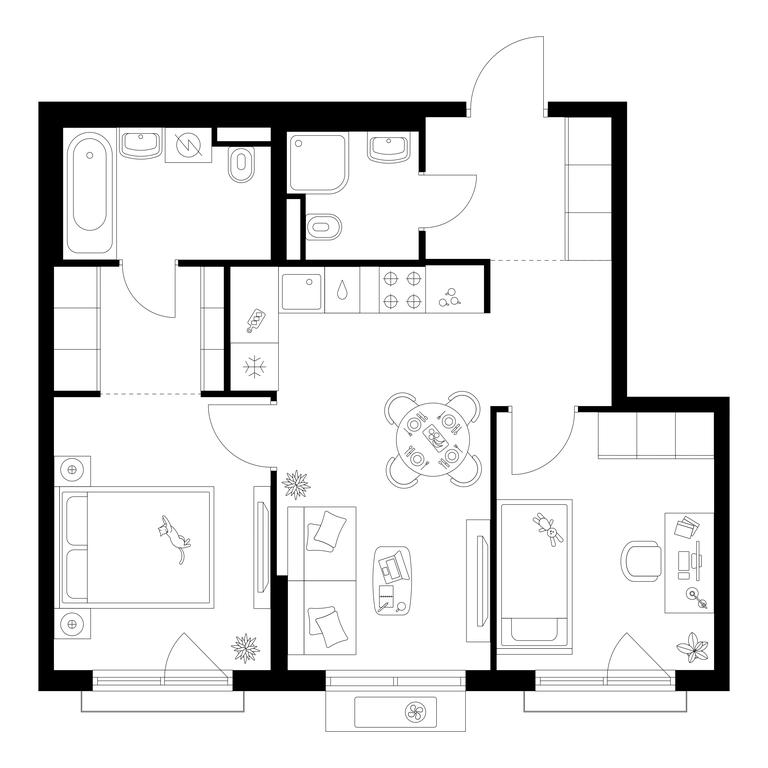 2-BD Apartment Sale, 52.09 sq. m. at Ilinskie Luga, Zapovednaya Street, 1, posyolok Ilyinskoye-Usovo, Krasnogorsk City District, Moscow Region, Russia #1