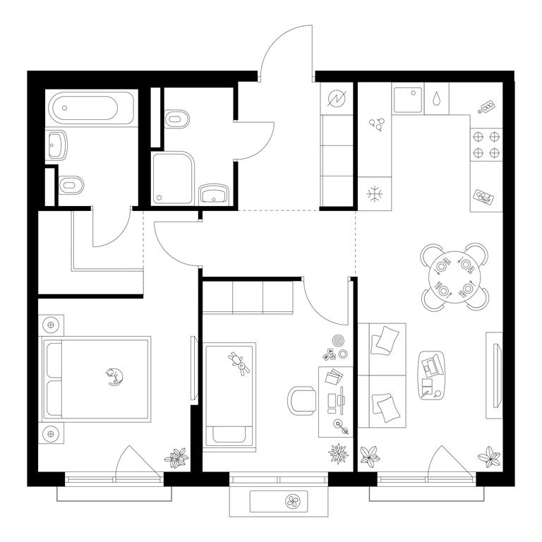 2-BD Apartment Sale, 56.82 sq. m. at Ilinskie Luga, Zapovednaya Street, 1, posyolok Ilyinskoye-Usovo, Krasnogorsk City District, Moscow Region, Russia #1
