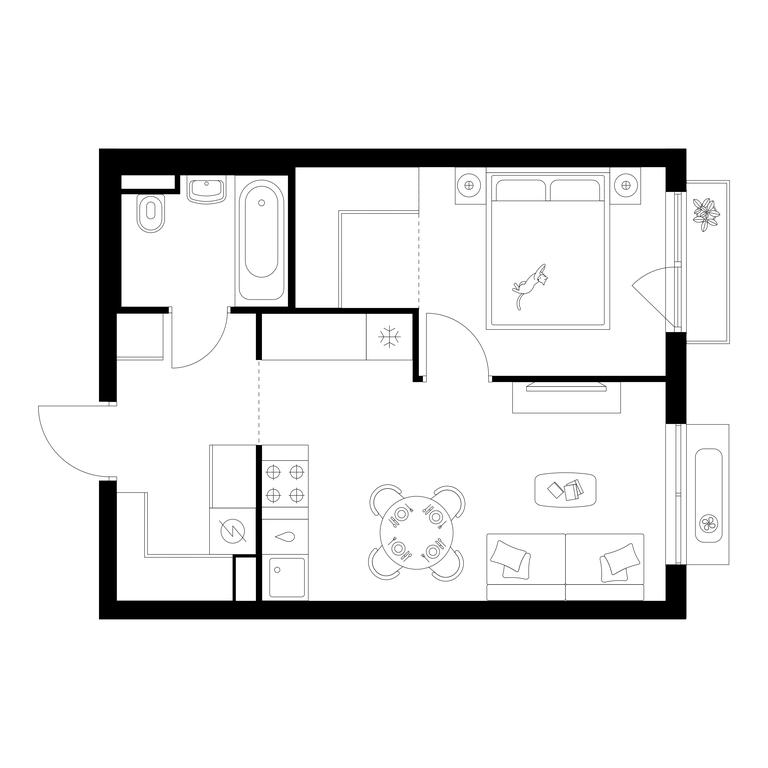1-BD Apartment Sale, 38.4 sq. m. at Ilinskie Luga, Zapovednaya Street, 1, posyolok Ilyinskoye-Usovo, Krasnogorsk City District, Moscow Region, Russia #1